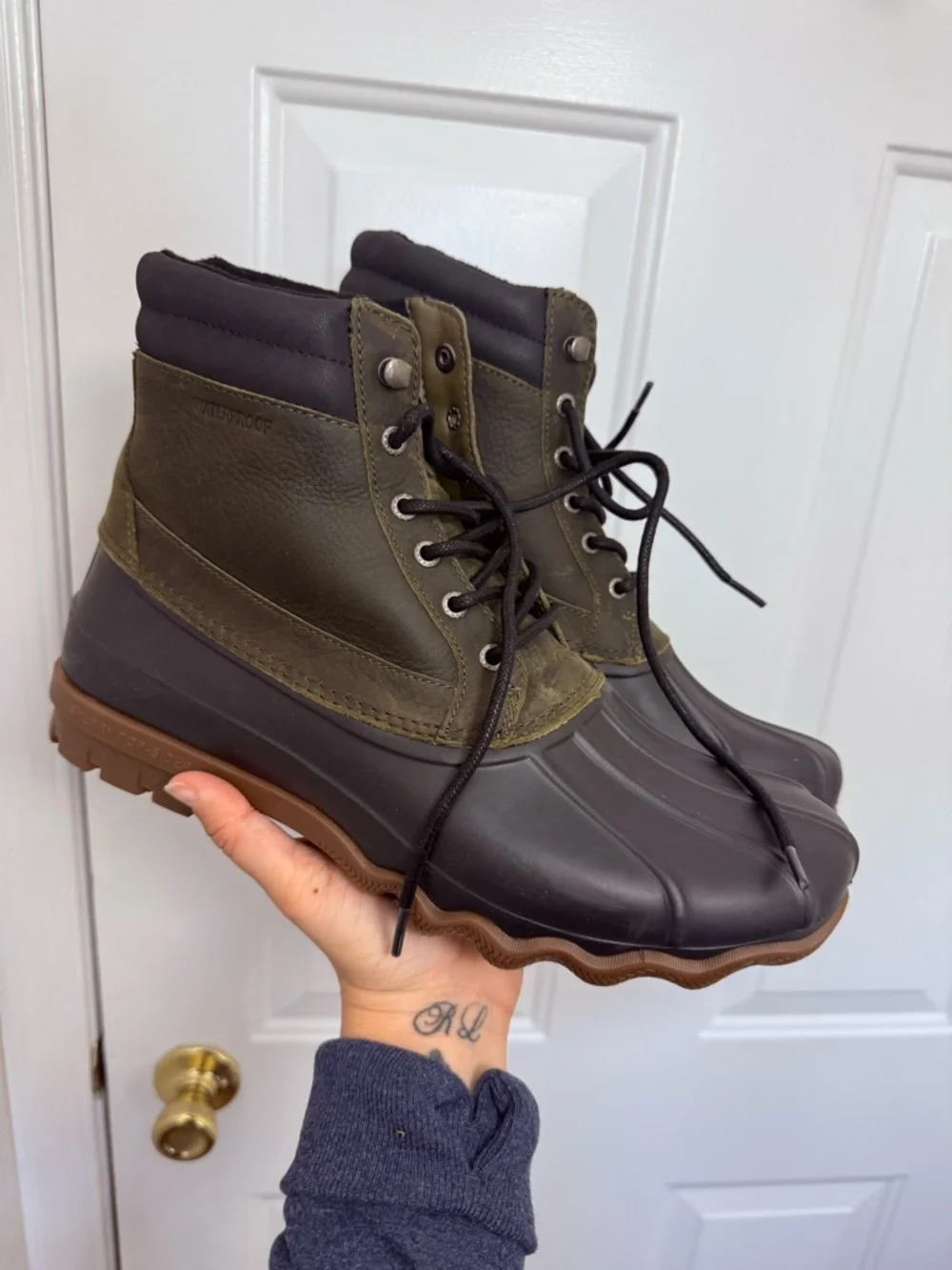 Men’s Sperry Brewster Top Sider Duck Boot Olive/Black Size 11 STS15804 Outdoor